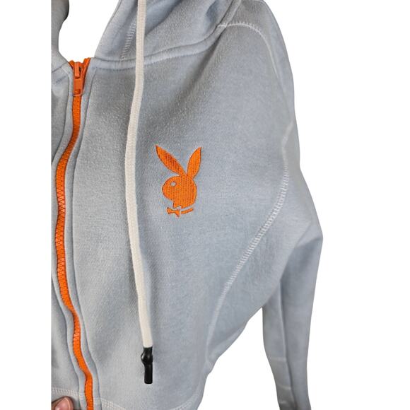 Playboy Missguided Colaboration Crop Hooded Pullover Winter Sweatshirt Womens 12 - Picture 2 of 7
